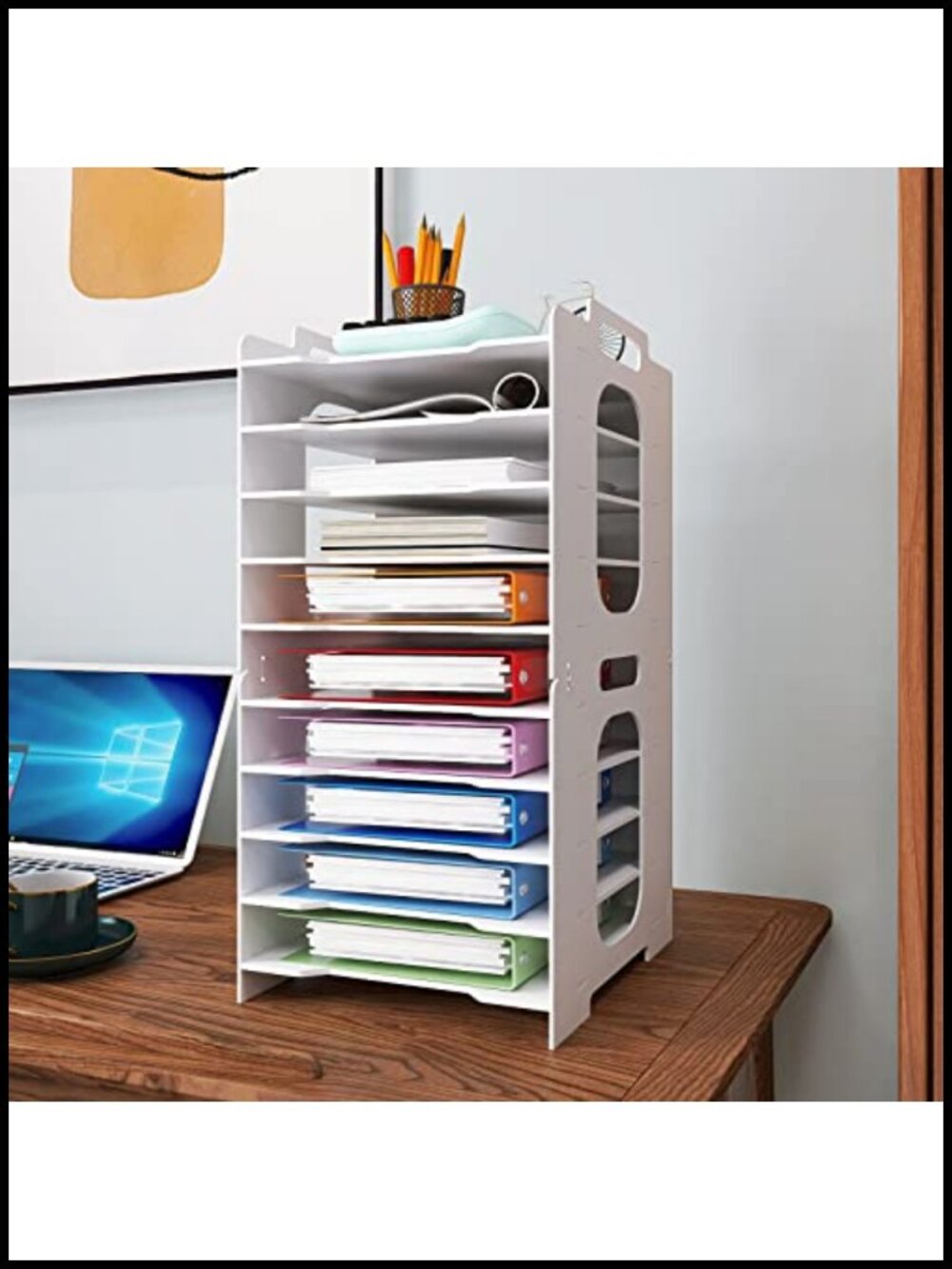 10-Tier File Organizer PVC Paper Sorter Desktop Office Storage